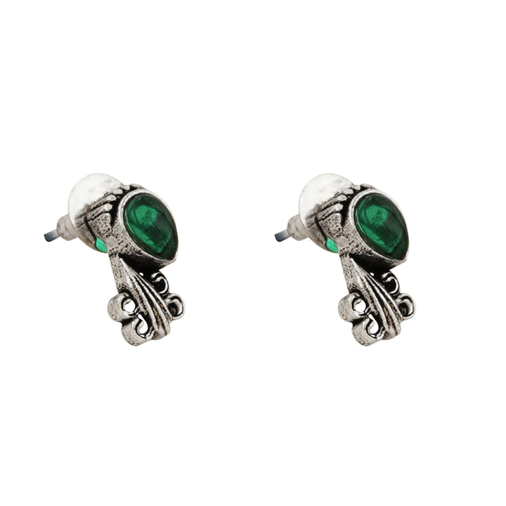 Teejh Silver Green Blossom Necklace Set