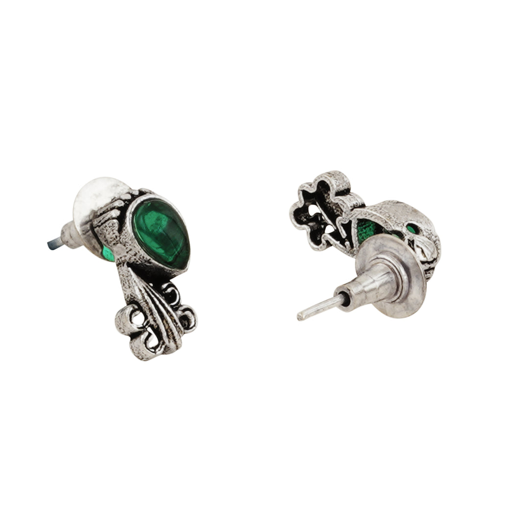 Teejh Silver Green Blossom Necklace Set