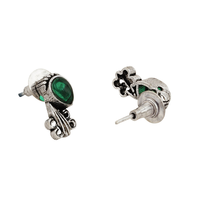 Teejh Silver Green Blossom Necklace Set