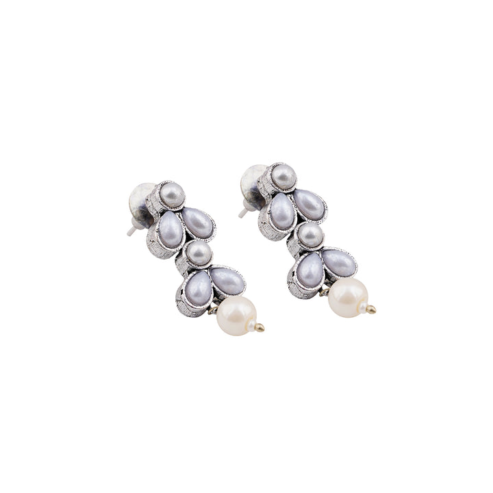 Chaand Silver Oxidised Pearl Necklace Set