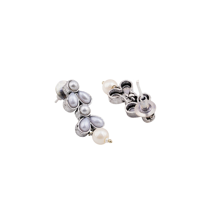 Chaand Silver Oxidised Pearl Necklace Set