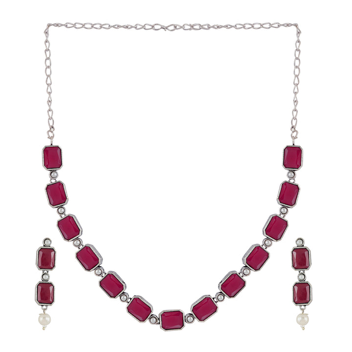 Teejh Silver Noir Red Elegant Set