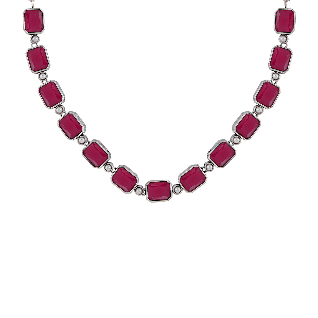 Teejh Silver Noir Red Elegant Set