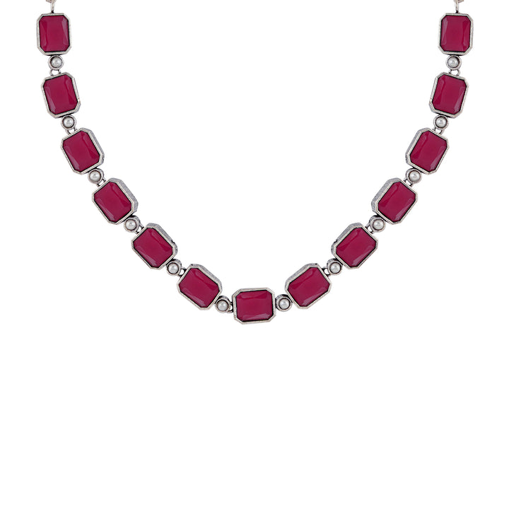 Teejh Silver Noir Red Elegant Set