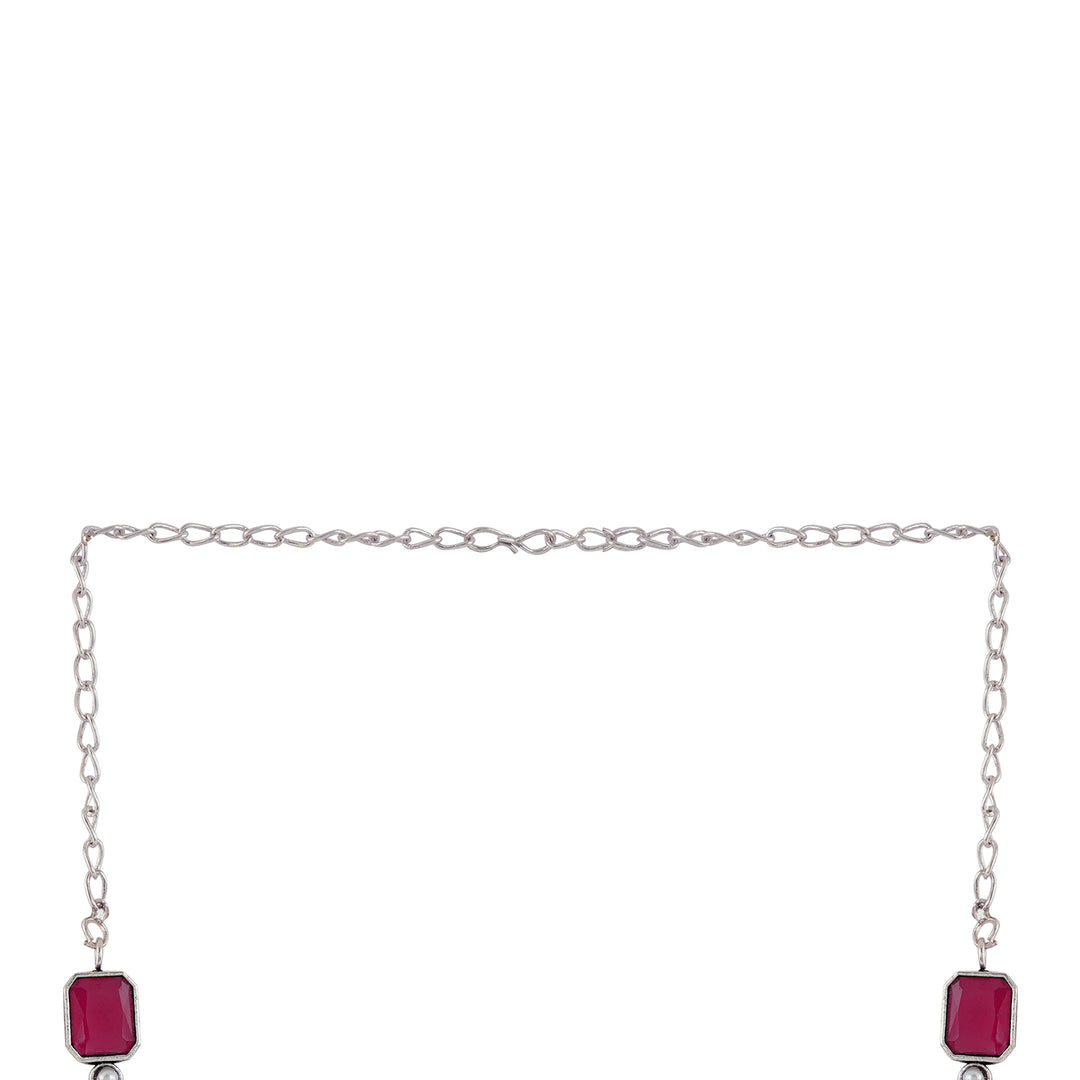 Teejh Silver Noir Red Elegant Set