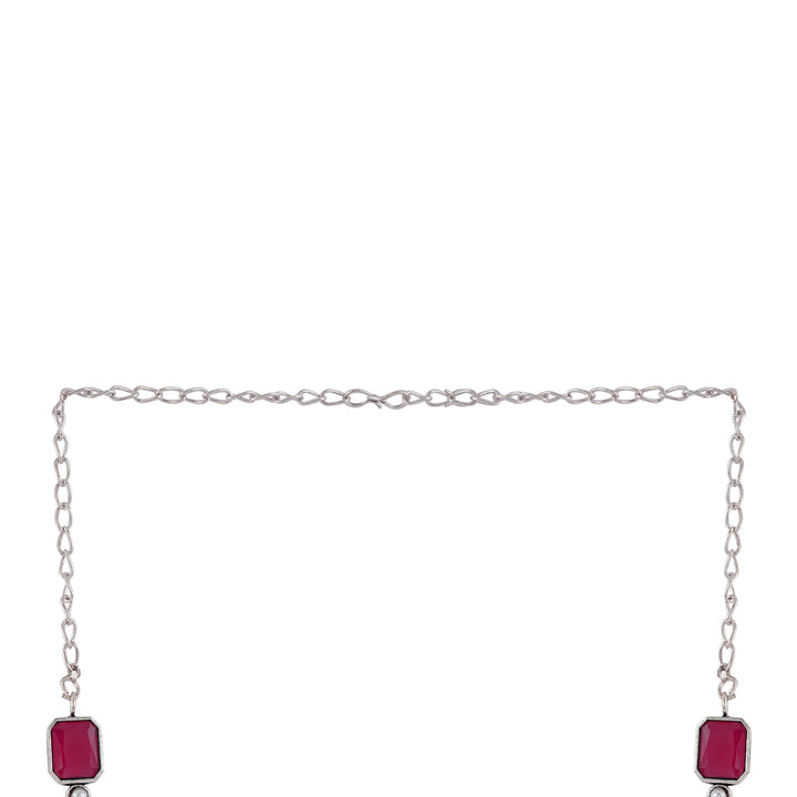 Teejh Silver Noir Red Elegant Set