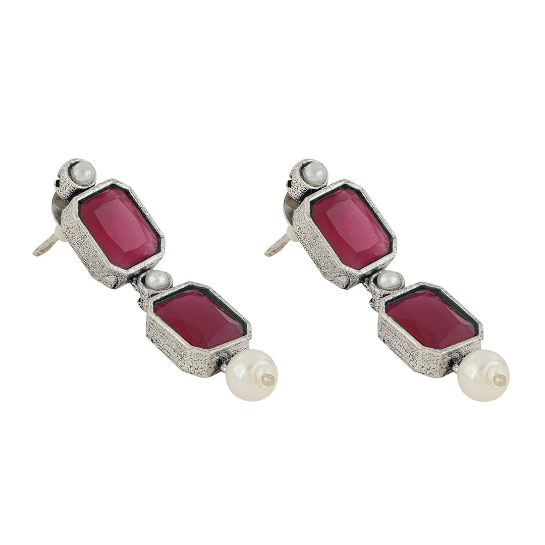 Teejh Silver Noir Red Elegant Set