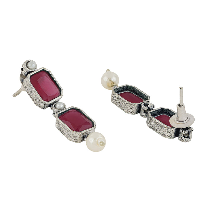 Teejh Silver Noir Red Elegant Set