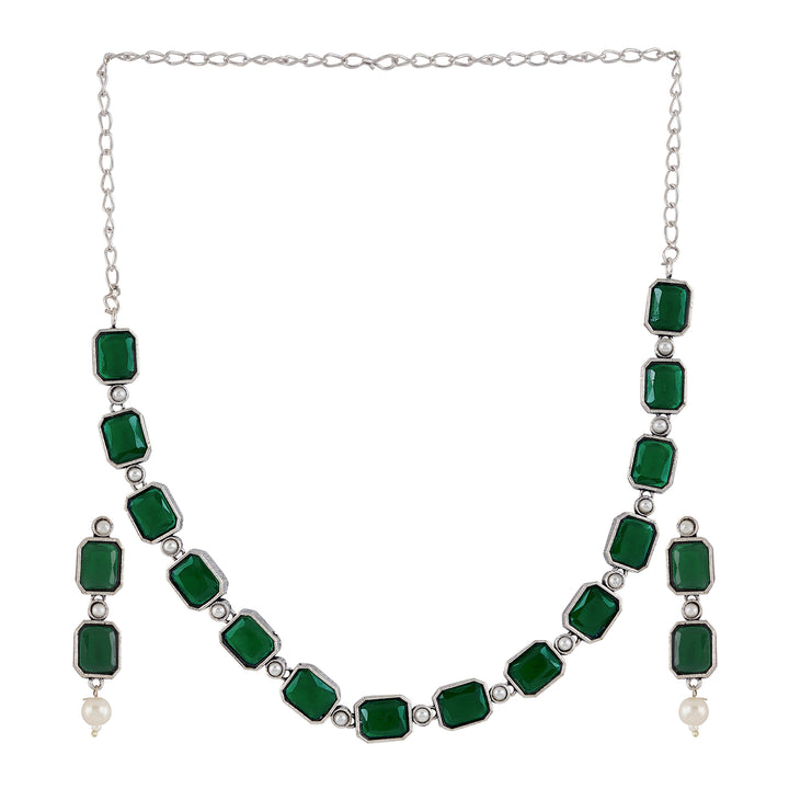 Teejh Silver Noir Green Elegant Set