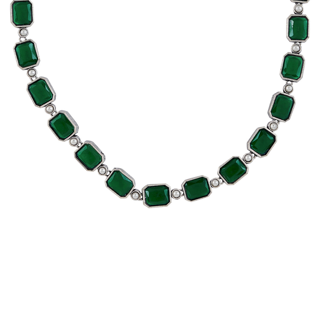 Teejh Silver Noir Green Elegant Set