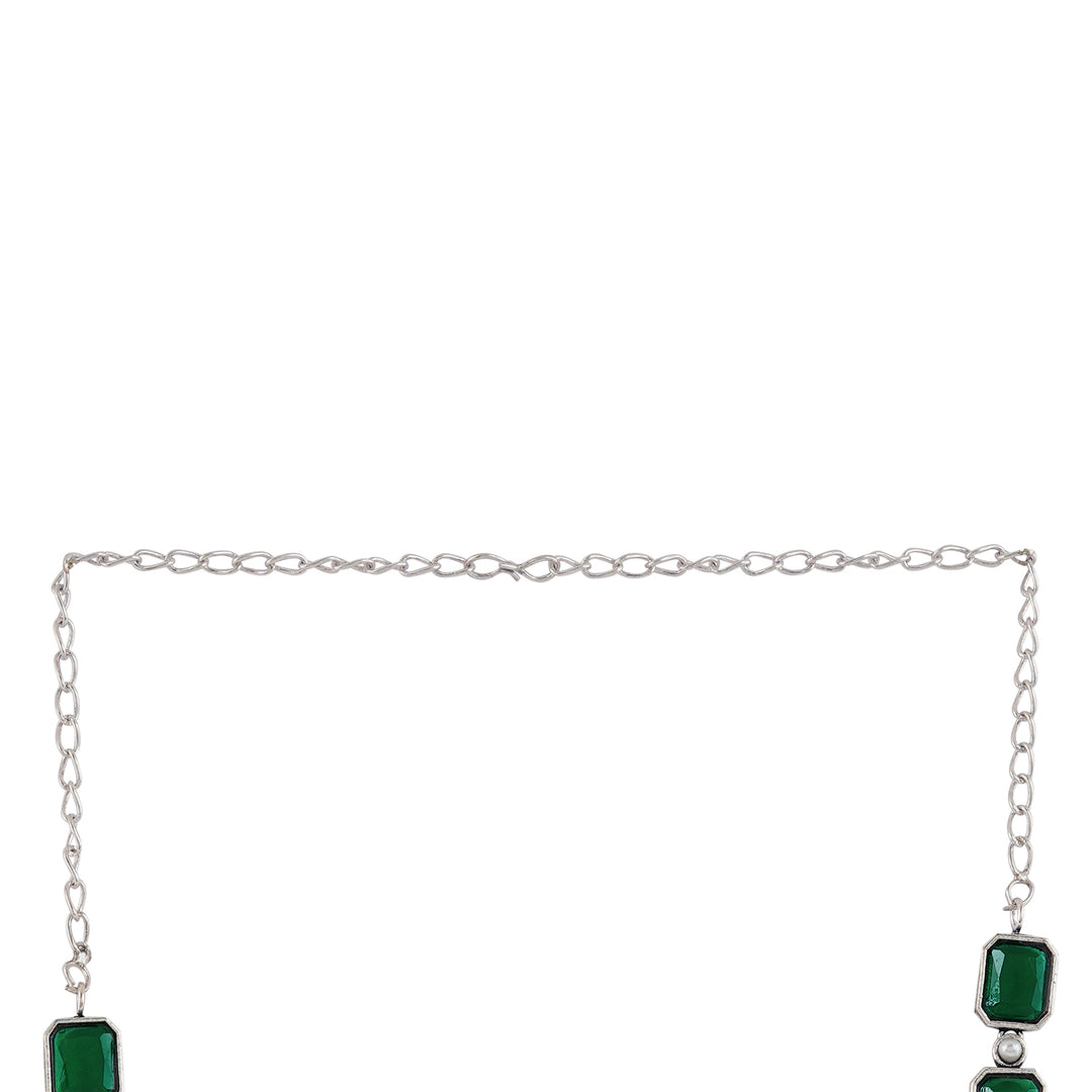 Teejh Silver Noir Green Elegant Set
