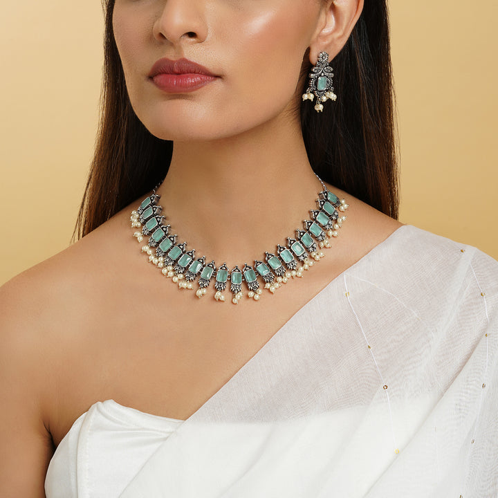 Teejh Silver and Sea Green Serenade Set