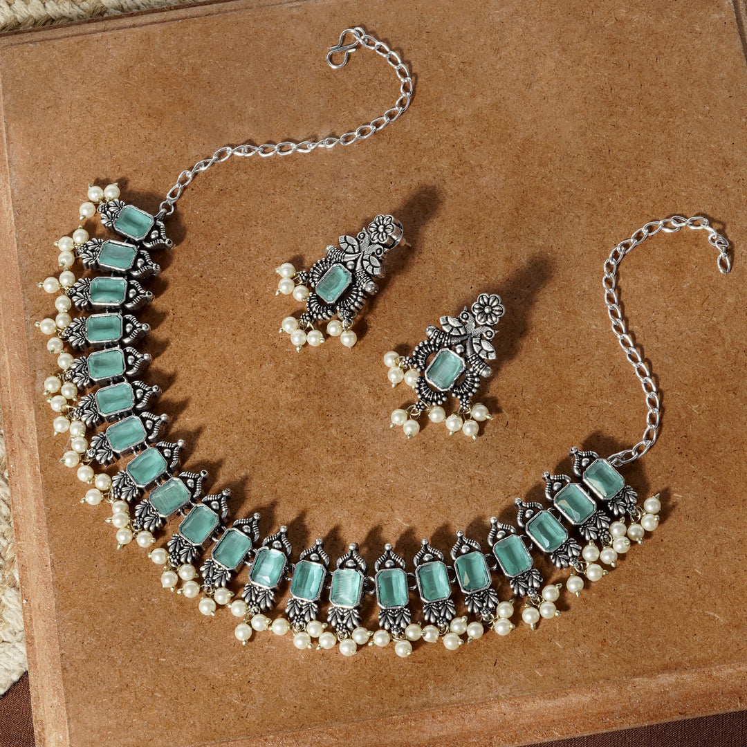 Teejh Silver and Sea Green Serenade Set