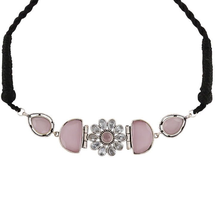 Teejh Silver and Pink Medow Necklace Set