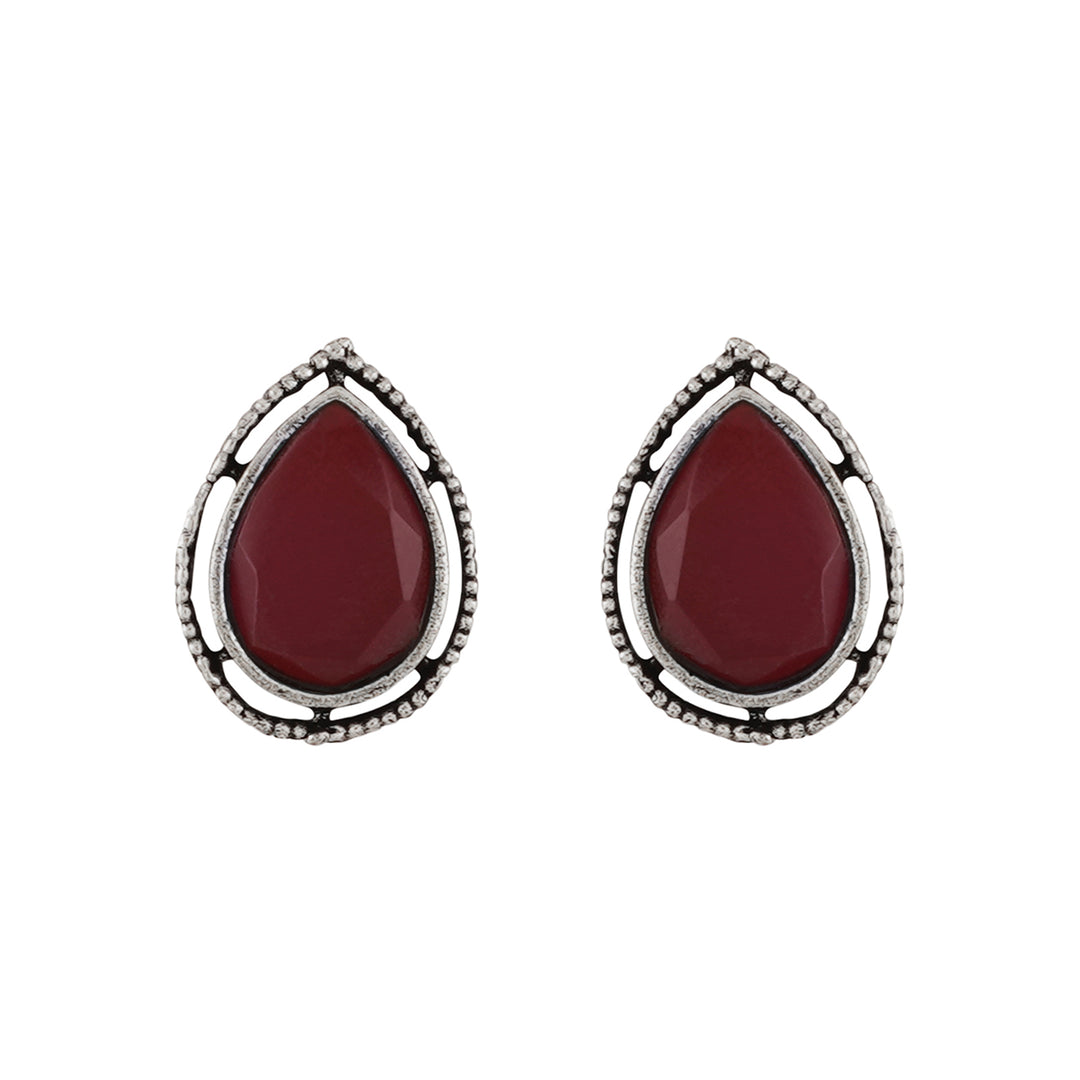 Teejh Silver and Red Medow Necklace Set