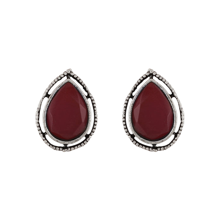Teejh Silver and Red Medow Necklace Set