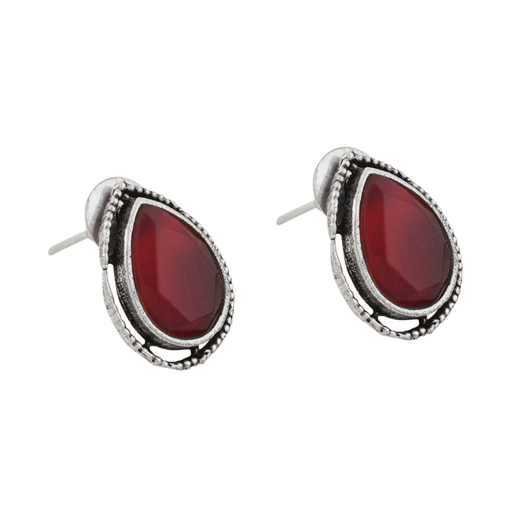 Teejh Silver and Red Medow Necklace Set