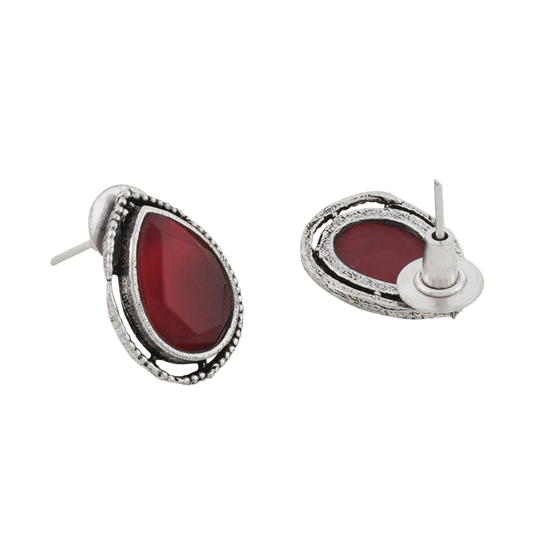 Teejh Silver and Red Medow Necklace Set