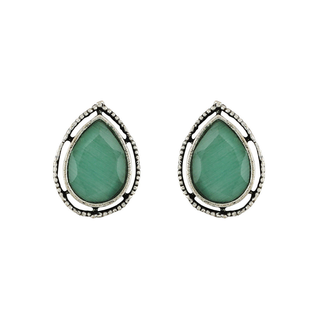 Teejh Silver and Sea Green Medow Necklace Set