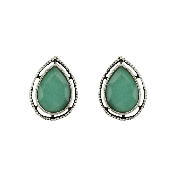 Teejh Silver and Sea Green Medow Necklace Set