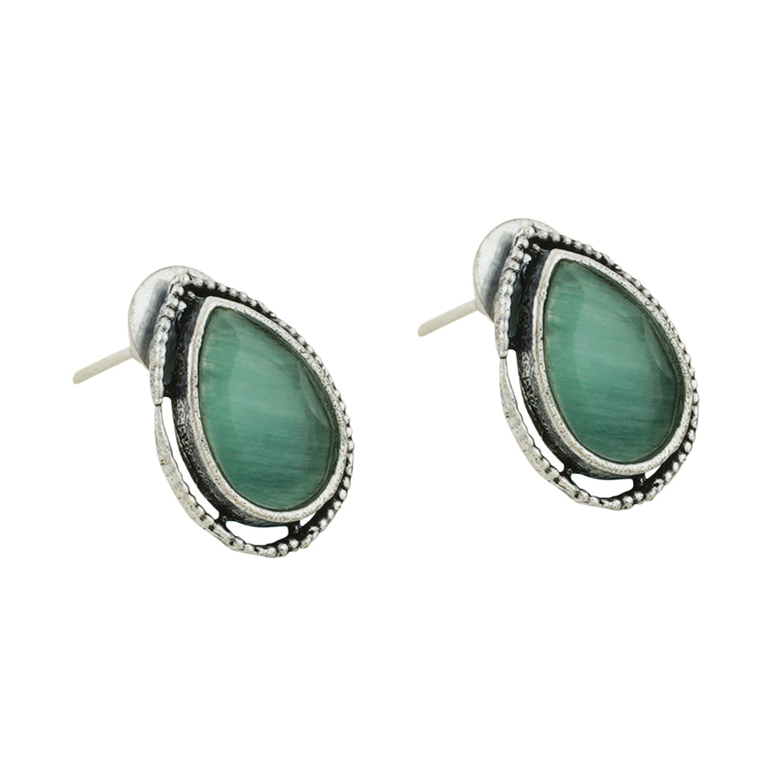 Teejh Silver and Sea Green Medow Necklace Set