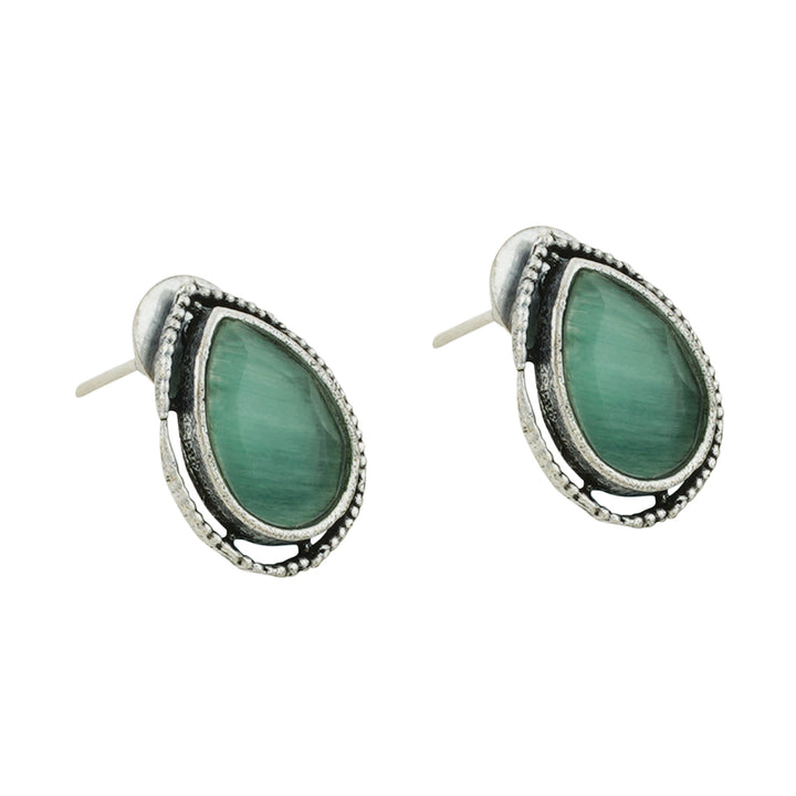 Teejh Silver and Sea Green Medow Necklace Set
