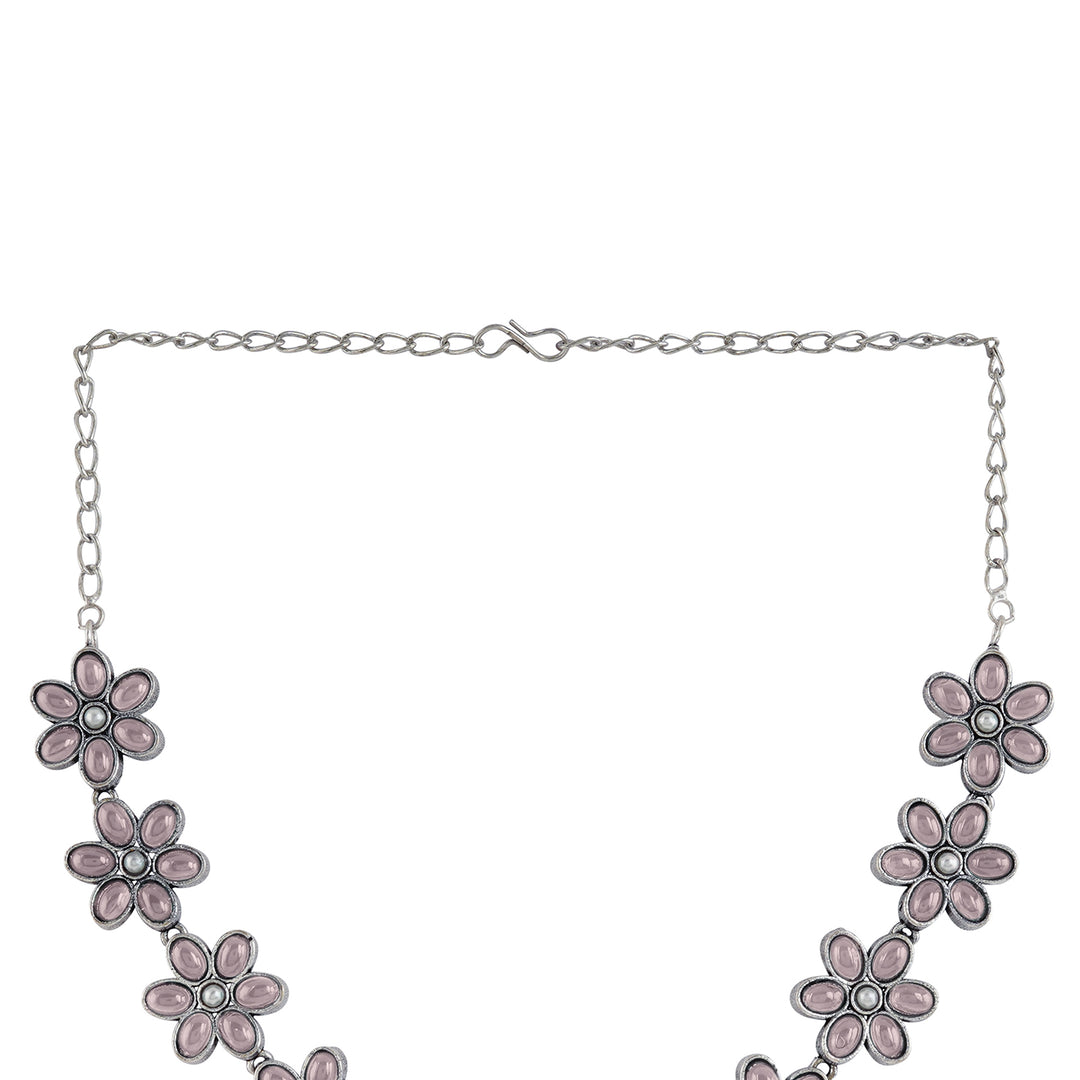Teejh Silver Pink and Floral Motif Set