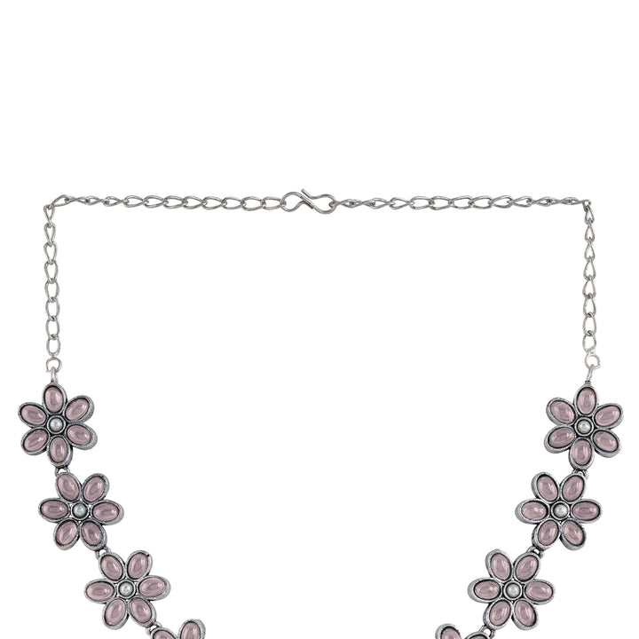 Teejh Silver Pink and Floral Motif Set