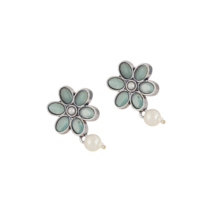 Teejh Silver Sea Green and Floral Motif Set