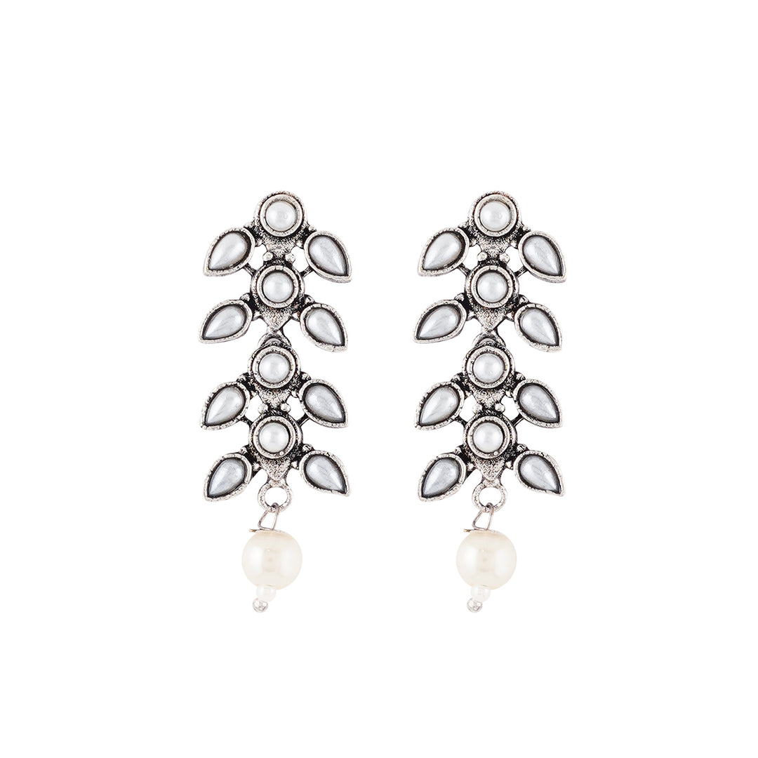 Roohi Silver Oxidised Pearl Necklace Set
