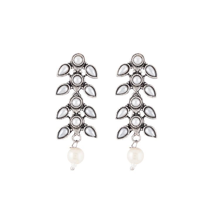Roohi Silver Oxidised Pearl Necklace Set