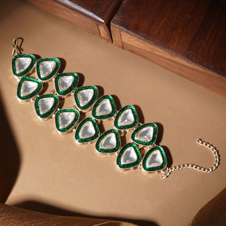 Teejh Riva Silver White-Green Bracelet