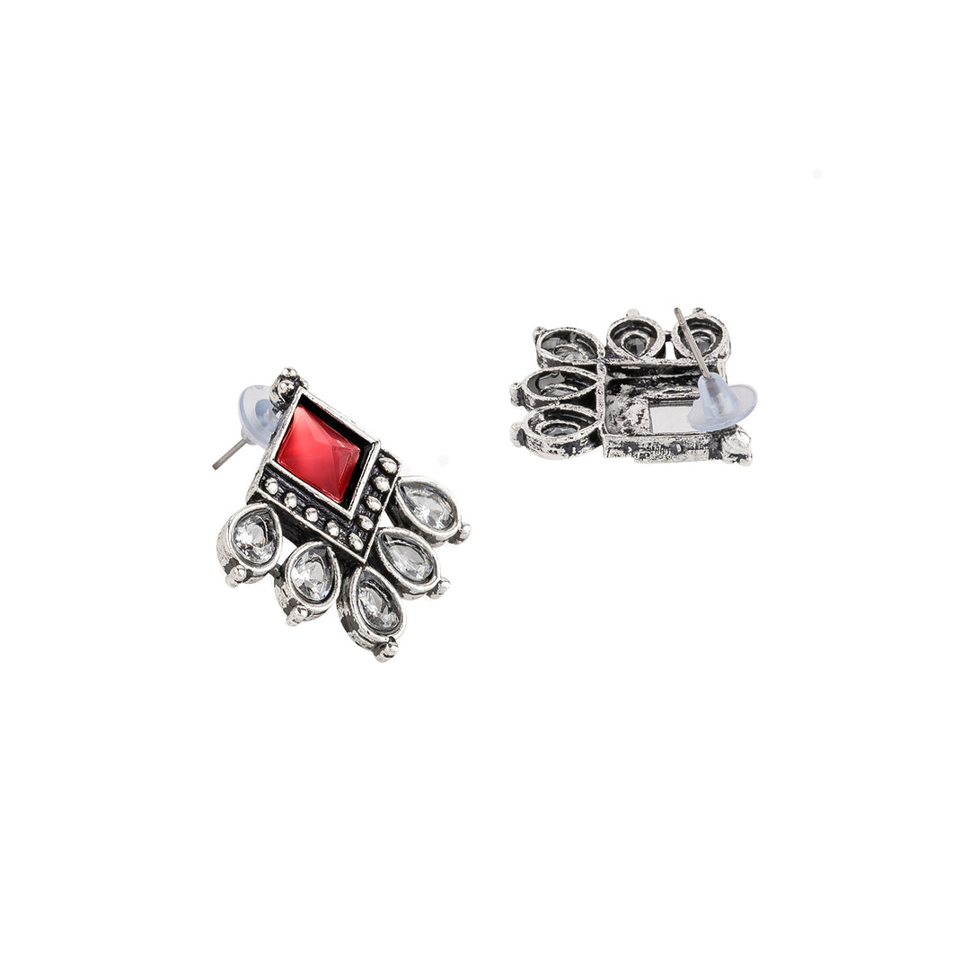 Teejh Charulatha Pastel Pink Silver Oxidised Earrings