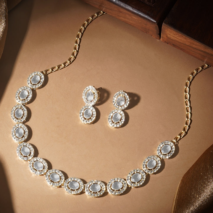 Teejh Ziya Gold White Necklace Set