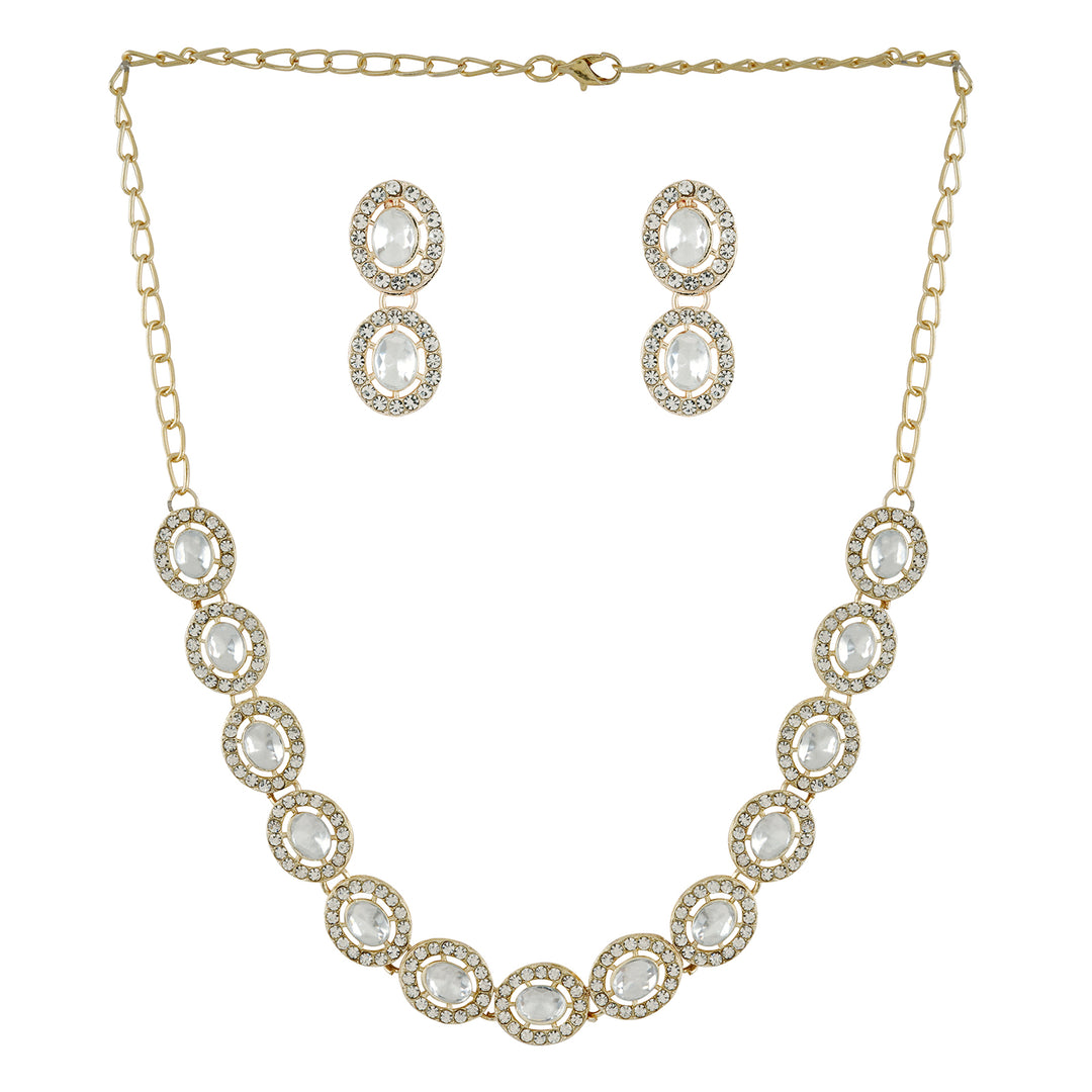 Teejh Ziya Gold White Necklace Set