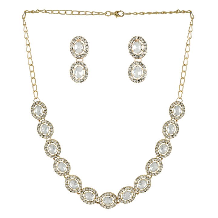 Teejh Ziya Gold White Necklace Set