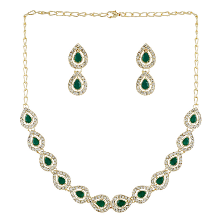 Teejh Viaara Gold Green Necklace Set