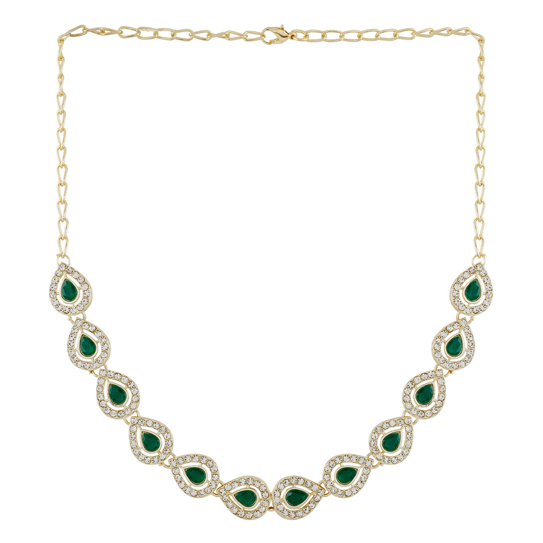 Teejh Viaara Gold Green Necklace Set