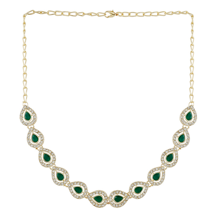 Teejh Viaara Gold Green Necklace Set
