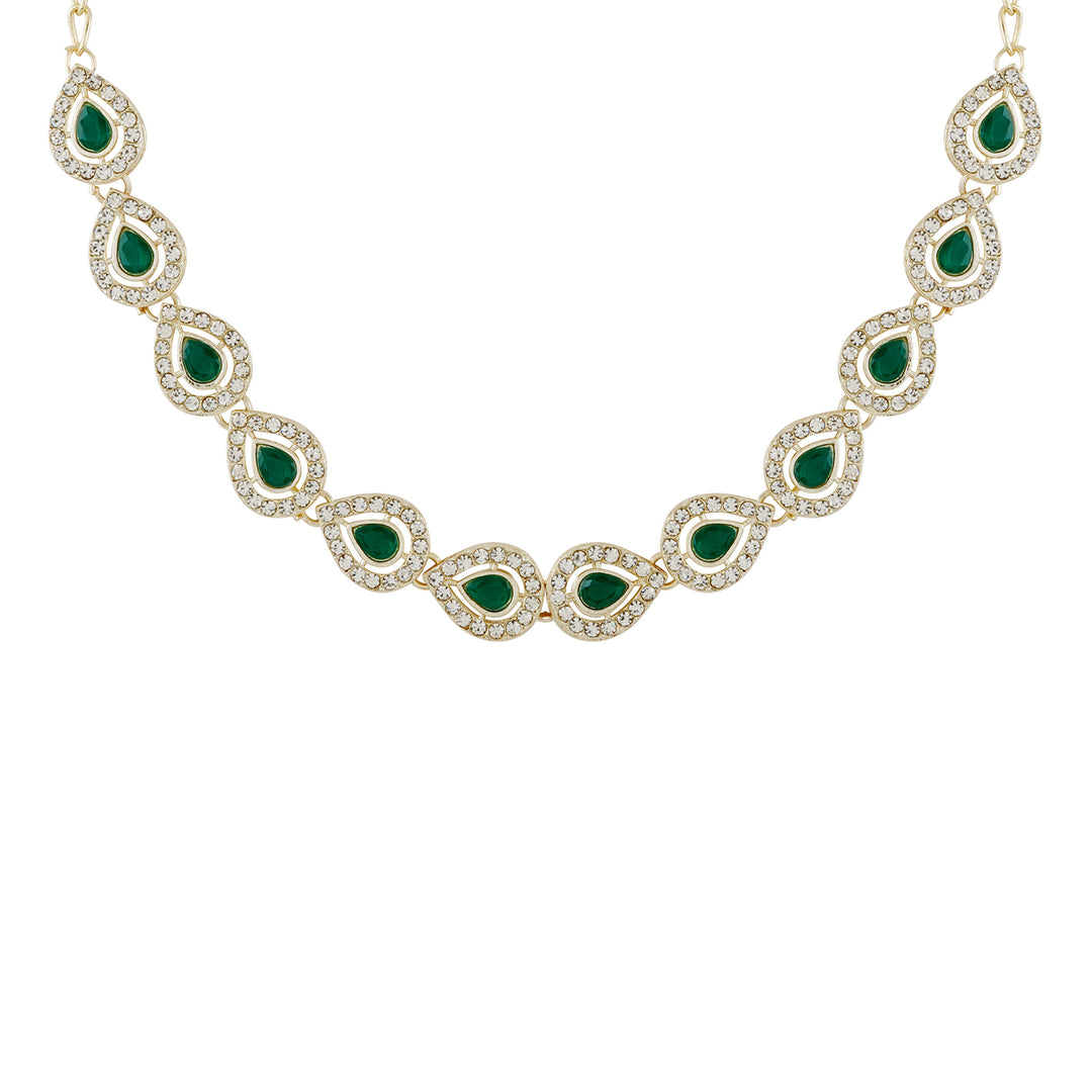 Teejh Viaara Gold Green Necklace Set