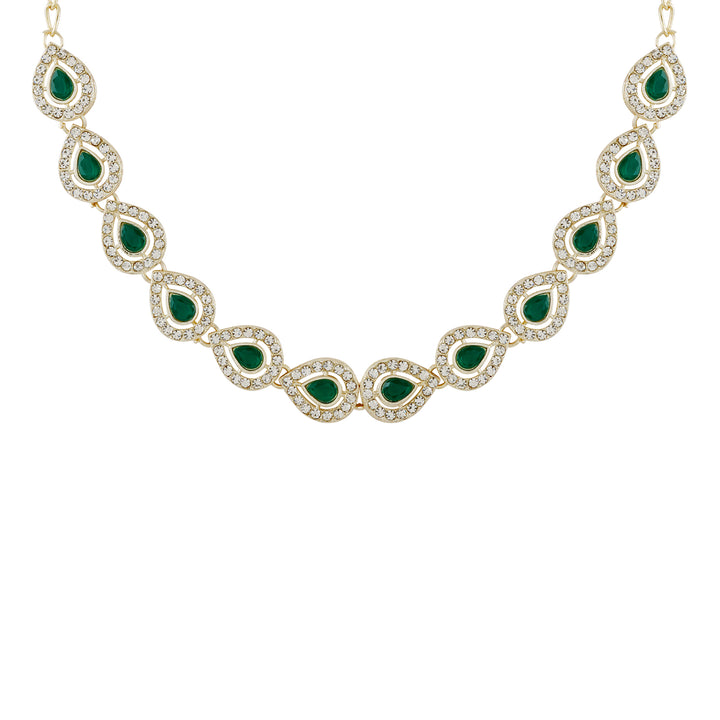 Teejh Viaara Gold Green Necklace Set