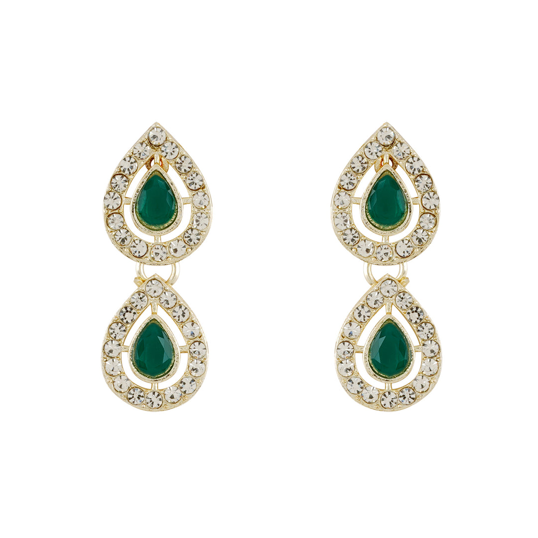 Teejh Viaara Gold Green Necklace Set