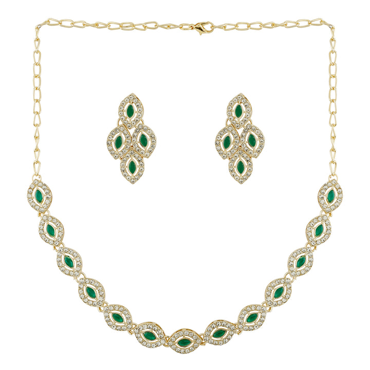 Teejh Dharika Silver Green Necklace set