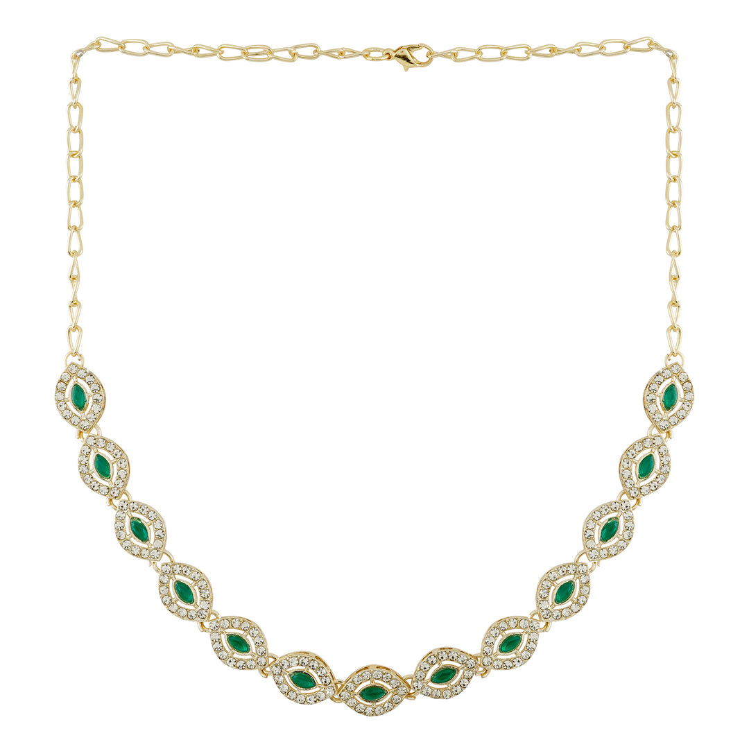 Teejh Dharika Silver Green Necklace set
