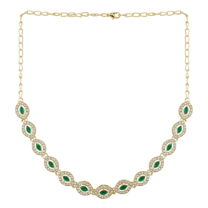 Teejh Dharika Silver Green Necklace set