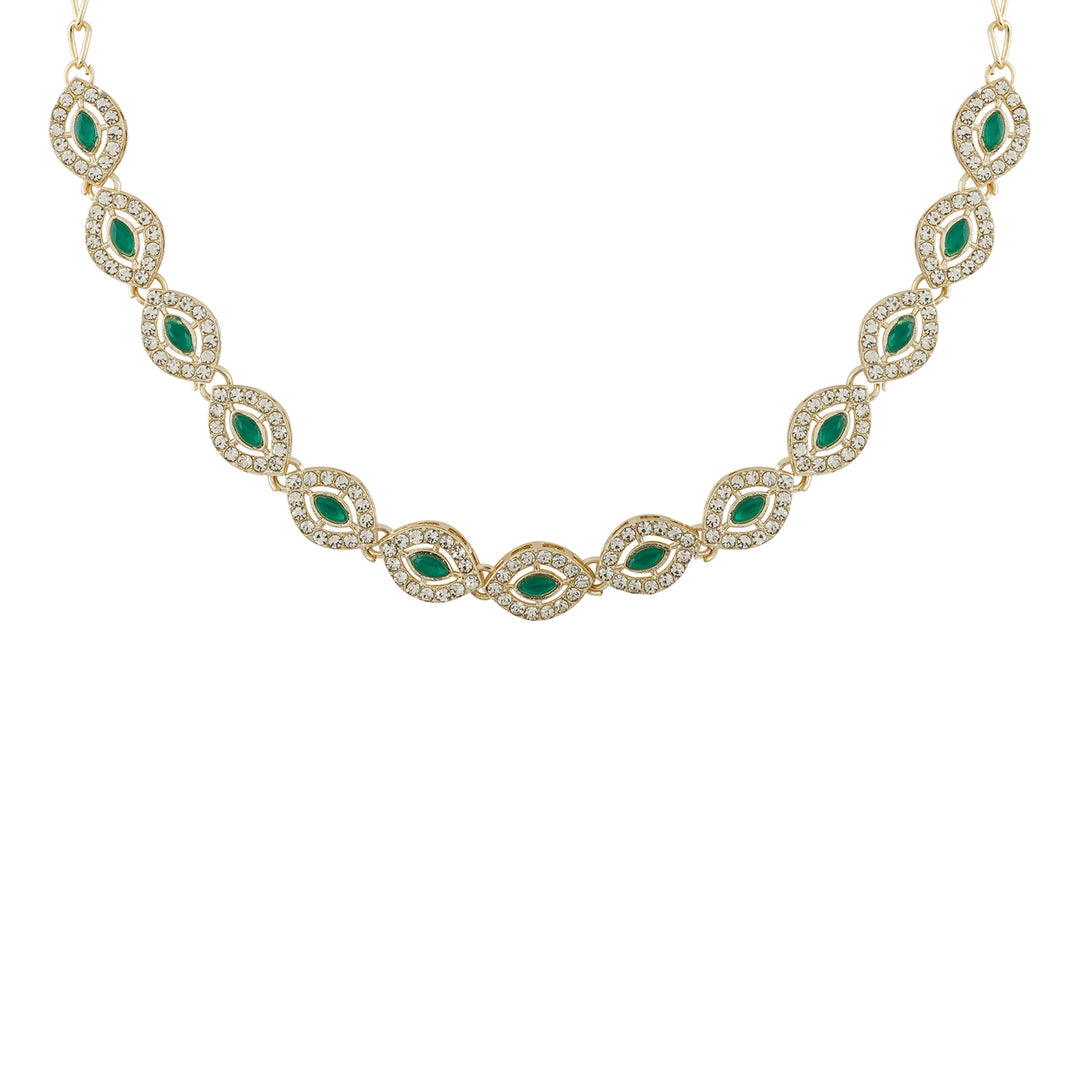 Teejh Dharika Silver Green Necklace set