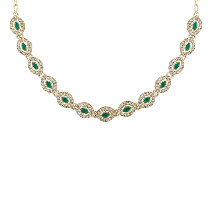 Teejh Dharika Silver Green Necklace set