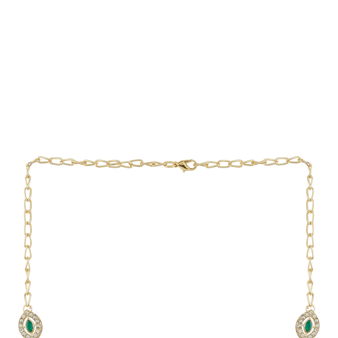Teejh Dharika Silver Green Necklace set