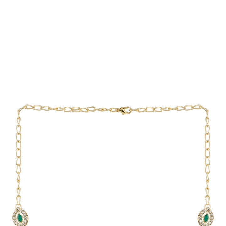 Teejh Dharika Silver Green Necklace set