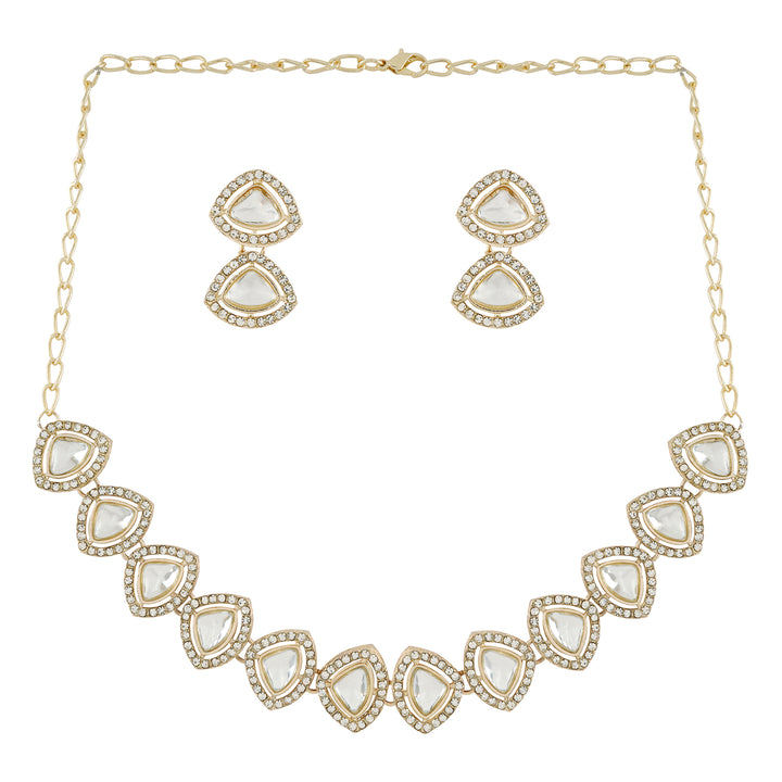 Teejh Vatsala Gold White Necklace set